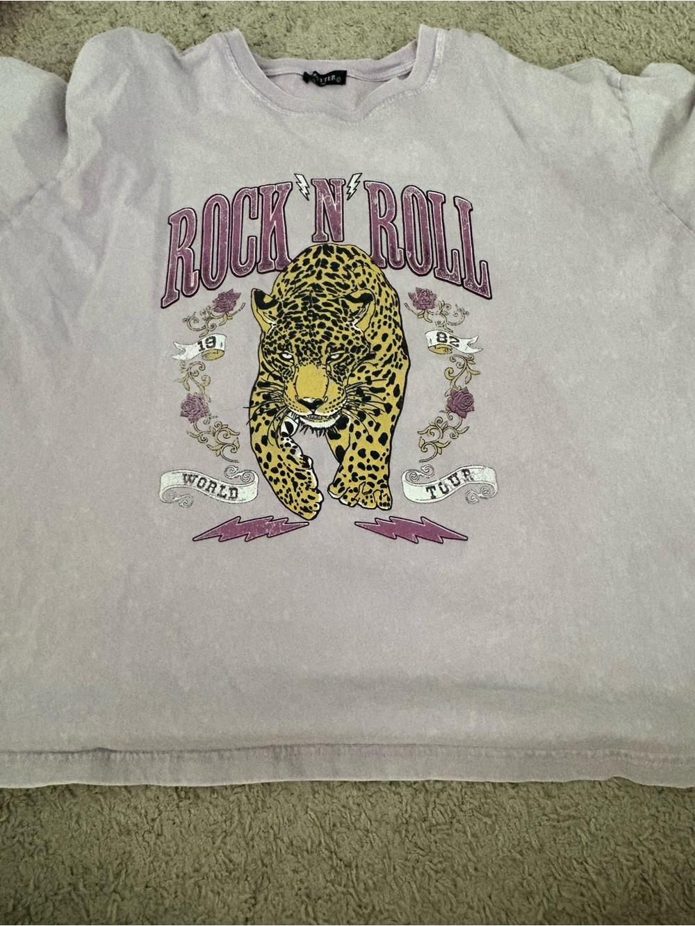 Kids Rock 'N' Roll Leopard Graphic Tee - Light Lavender